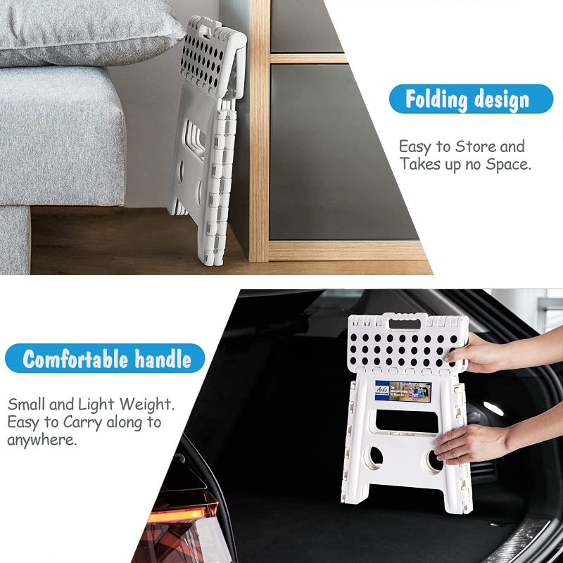 ACKO Folding Step Stool -13inch Height Premium Heavy Duty Foldable Foot Stool for Kids and Adults, Kitchen Garden Bathroom Stepping Stool White - Image 3